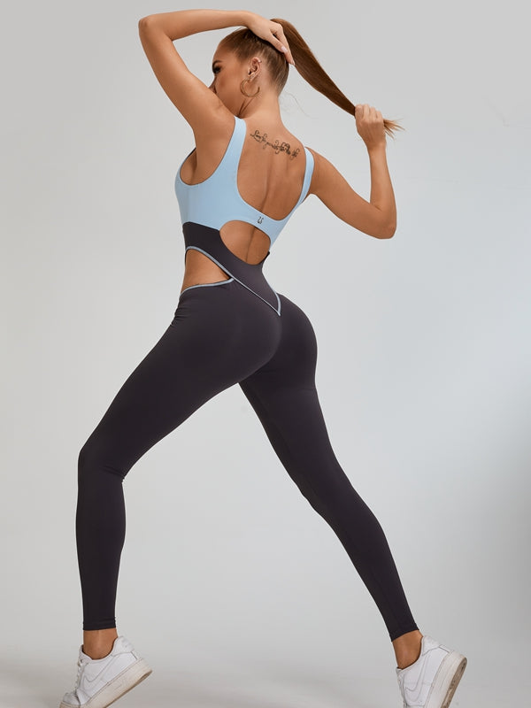 Sexy Contrast Color Unique Cutout Booty Jumpsuit