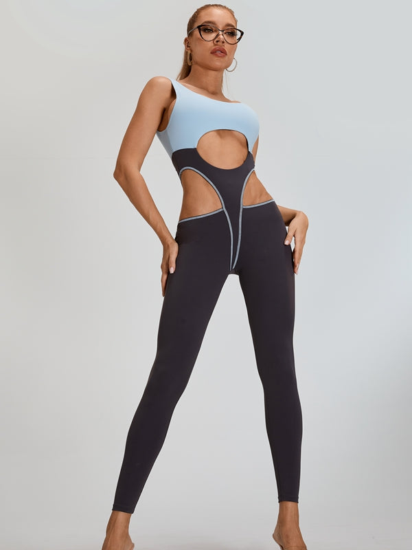 Sexy Contrast Color Unique Cutout Booty Jumpsuit