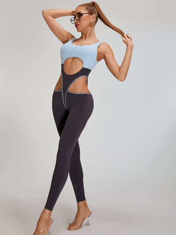 Sexy Contrast Color Unique Cutout Booty Jumpsuit