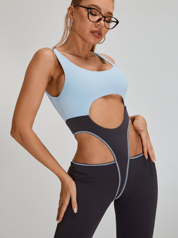 Sexy Contrast Color Unique Cutout Booty Jumpsuit