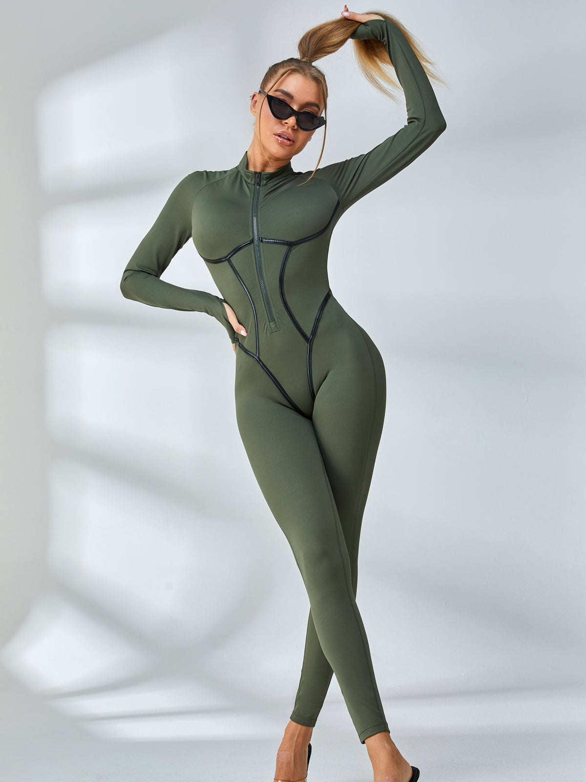 ZASUWA Female Trendy Zipper Peach Booty Jumpsuit