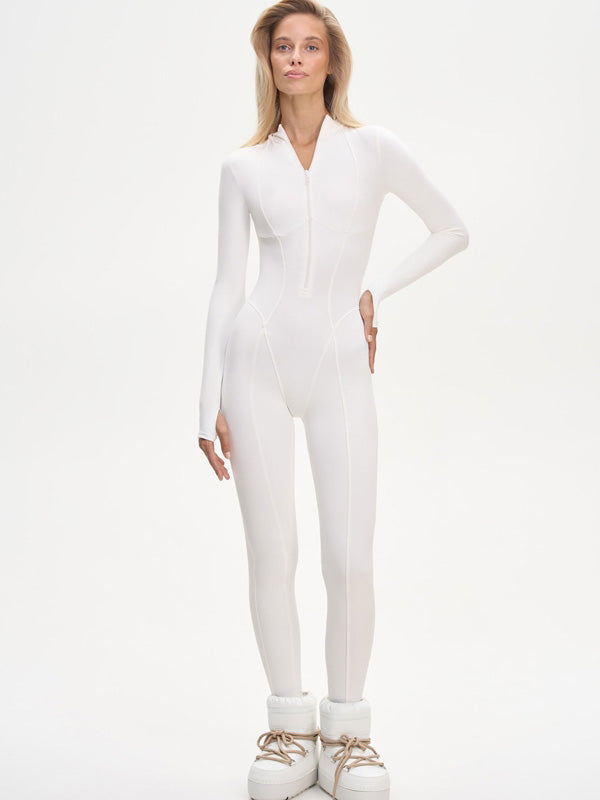 ❤ZASUWA Female Sexy Solid Color Stand Collar Zipper Jumpsuit